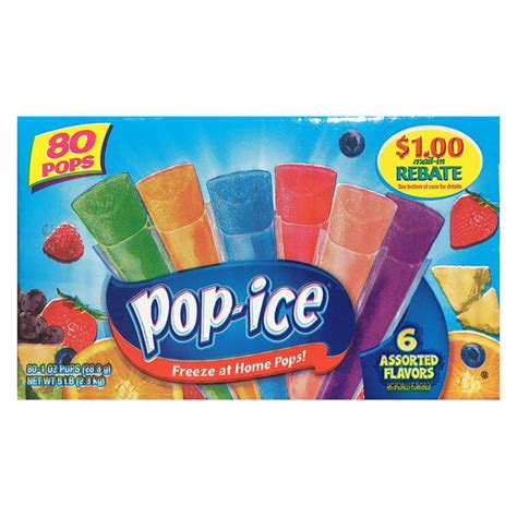 Pop Ice Assorted Flavors 1 Oz Pops 80 Count