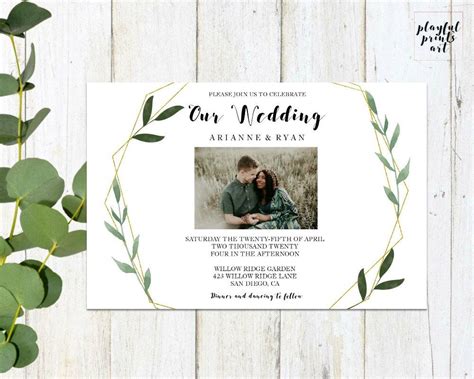 Personalized Wedding Invitation 4x6 Or 5x7 Digital Download Etsy