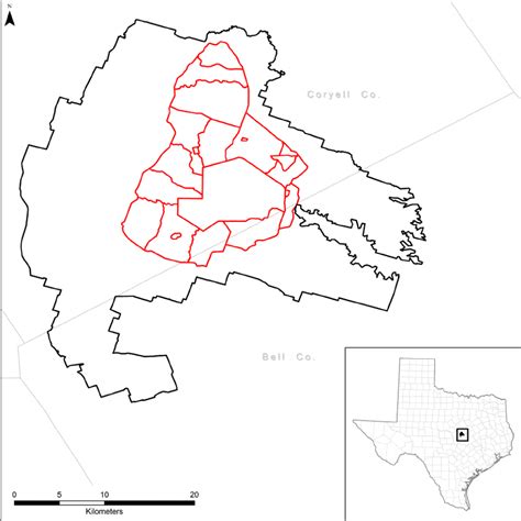 Texas Map With Location Of Fort Hood Military Installation In Central