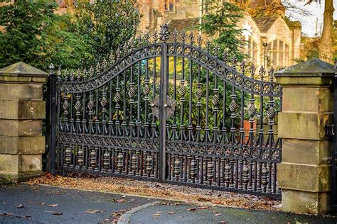 Every iron & wood gate from first impression ironworks is designed to provide security and we had double gate front doors made and installed. Modern Metal Art Double Driveway Front Entry Wrought Iron ...