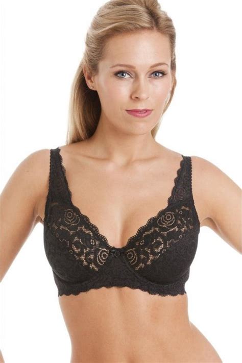 Womens Underwired Rhapsody Bra Black Camille Lingerie Ladies Lace Size 34b 42f