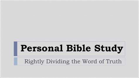 Personal Bible Study Youtube