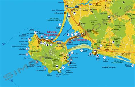 Mappa costa toscana spiagge : GEOCARTE - Carta turistica Maremma Tosco-Laziale