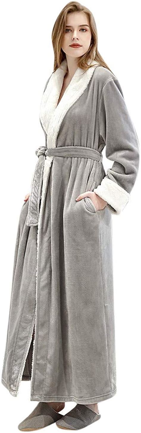 Full Length Fleece Robe Cozy Plush Long Warm Bathrobe With Waist Belt