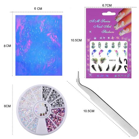 16pcs holographic nail art sticker diy adhesive flame nails decals ab color rhinestones nail