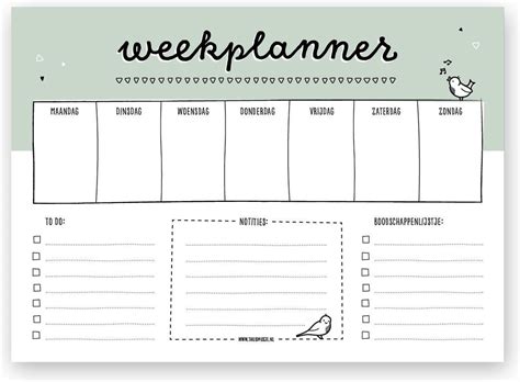Weekplanner Notitieblok A4 Familieplanner Werkplanner