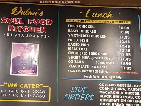 Please check with the restaurant directly. Online Menu of Dulans Soul Food Kitchen Restaurant ...