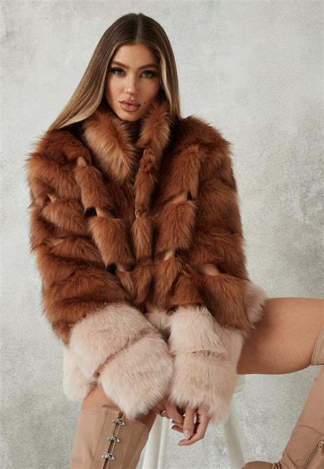 Pink Colourblock Pelted Faux Fur Coat Missguided