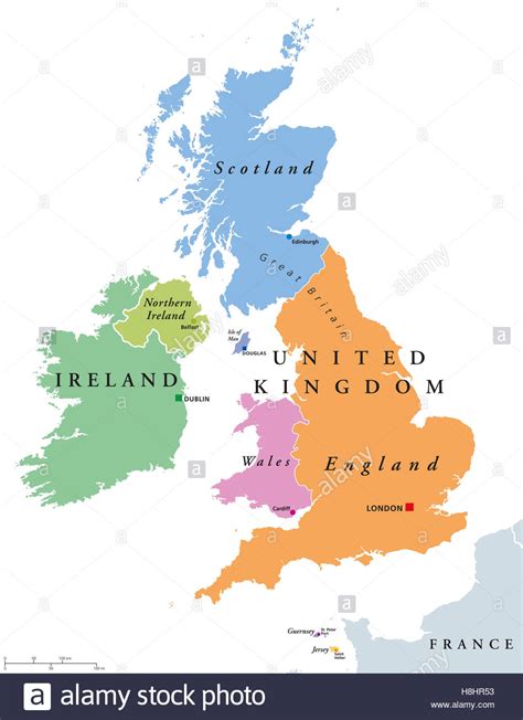 E2 schotland en engeland (oostelijke variant). United Kingdom countries and Ireland political map ...