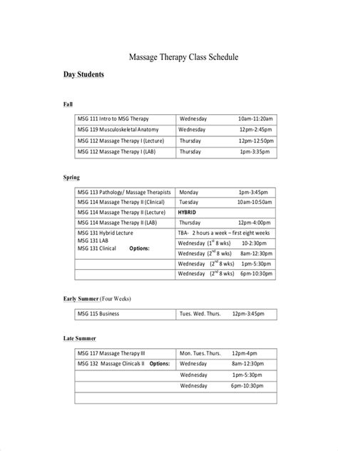 therapy schedule 7 examples format pdf examples