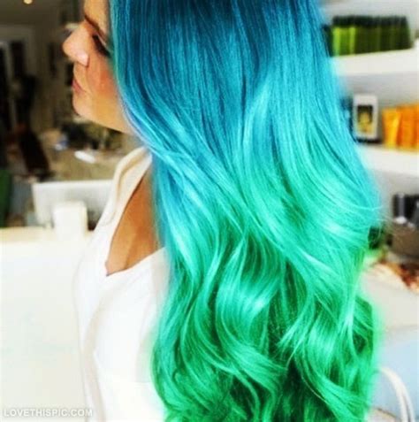 Ombre Hair Blue Green Colorful Hair Hair Dye Hair Ideas