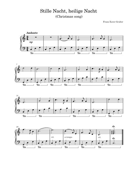 Stille Nacht Silent Night Noche De Paz Sheet Music For Piano Solo