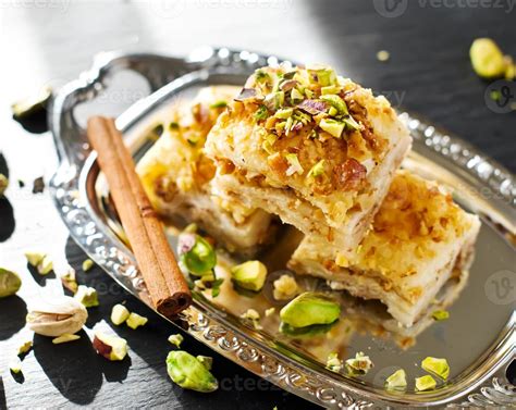 Turkish Pistachio Pastry Dessert Baklava With Green Pistachios 708529