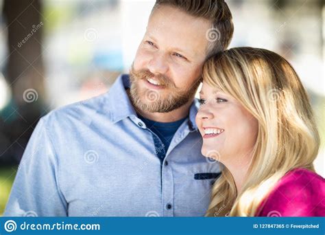 Young Adult Caucasian Couple Portrait At A Park Stock Image Image Of
