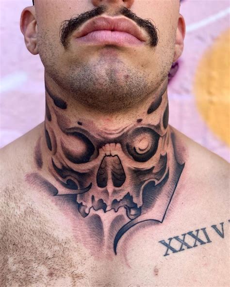 Skull Tattoo On Neck Best Neck Tattoos Neck Tattoo For Guys Neck