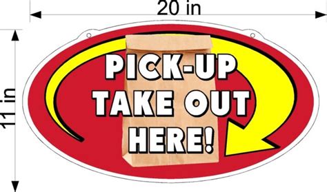 Pick Up Take Out Order Here Plexiglass Sign 11 X 20 Brown Bag