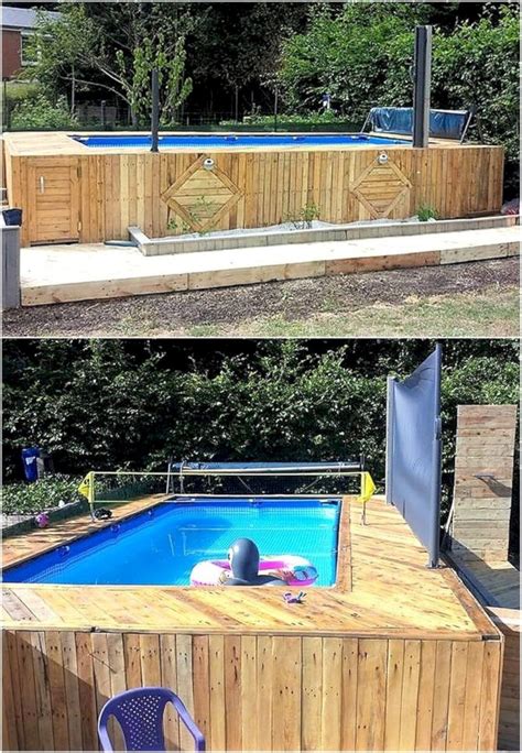 Just get a bunch of pallets and install them as wooden floor to targeted area! Unknown Domain | Pallet pool, Building a deck, Diy pool