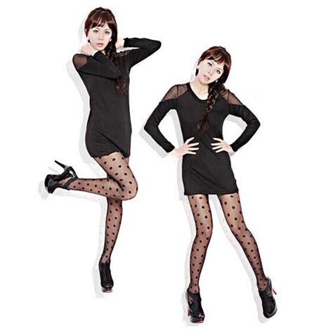 japan style dot patterned women pantyhose fashion sweet girl black sexy tights female stocking