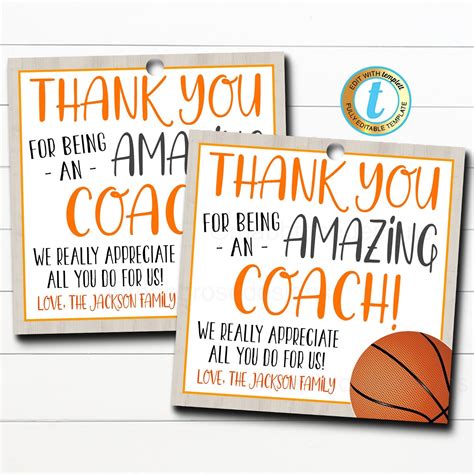 Free Printable Basketball Coach Thank You Cards Printable Templates