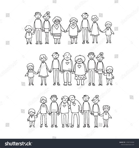 Happy Family Symbols Grandparents Grandchildren Parents: เวกเตอร์สต็อก