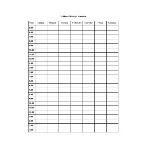 Blank Schedule Template 23 Free Word Excel Pdf Format Download