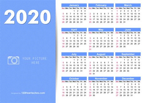 Free 2020 Yearly Calendar