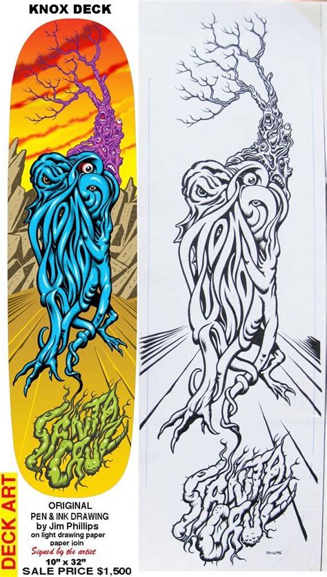 Jim Phillips Orginal Knos Deck Sketch 1500 Best Skateboard Decks