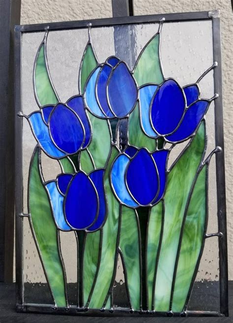 Stained Glass Tulip Mothers Day T Window Panel Glass Flower