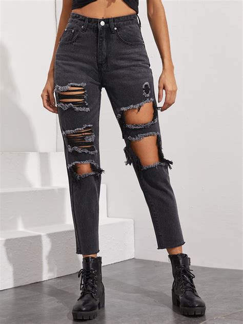 Https://tommynaija.com/outfit/black Ripped Mom Jeans Outfit