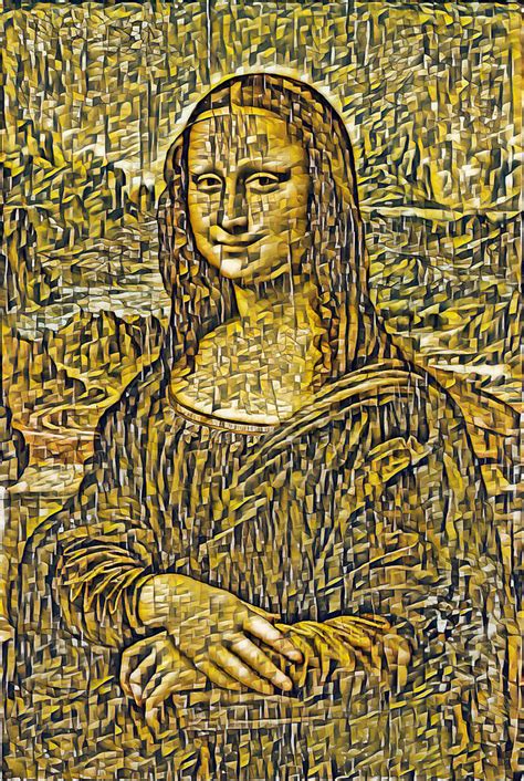Mona Lisa In The Cubist Style With Small Shapes Digital Recreation