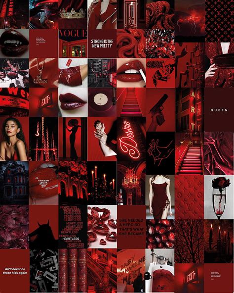Red Wall Collage Kit Aesthetic Grunge Tumblr Decor Czerwony Estetyczny