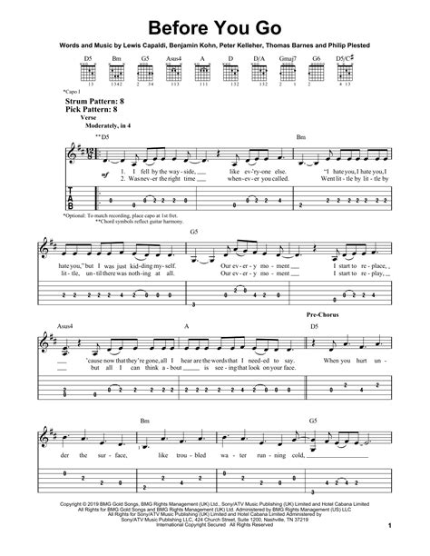 Before You Go By Lewis Capaldi Easy Guitar Tab Guitar Instructor