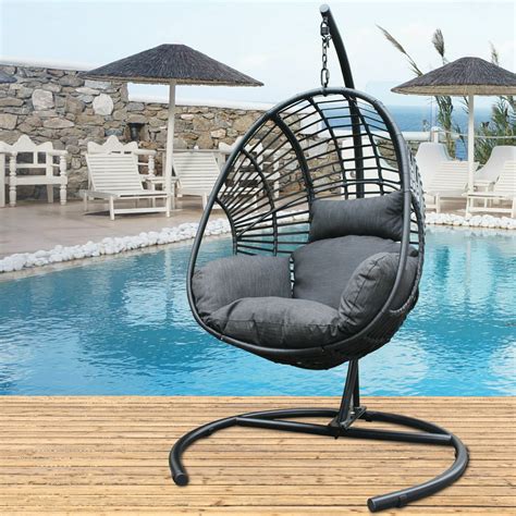 Large Egg Chair With Stand Patio Wicker Hanging Chair Egg Chair Swing