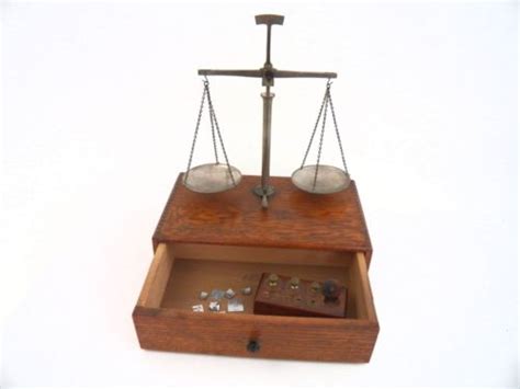 Antique Apothecary Pharmaceutical Scale On Box Base With Weights