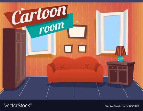 Cartoon Apartment Livingroom Interior House Room Vector Image