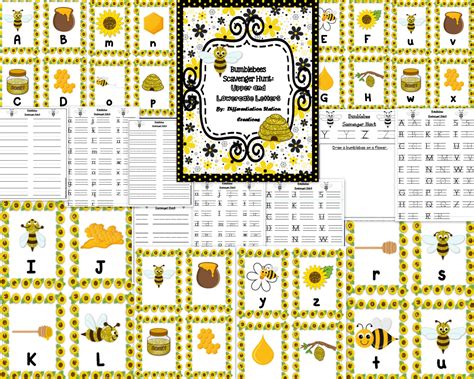 Bumblebees Alphabet Scavenger Hunt Upper And Lowercase Centers