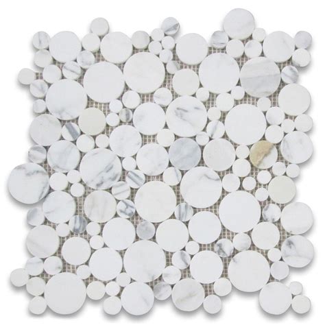 Calacatta Gold Bubble Round Paramount Mosaic Tile Honed Marble From