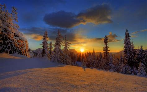 Hd Beautiful Winter Sunset Wallpaper Download Free 94775