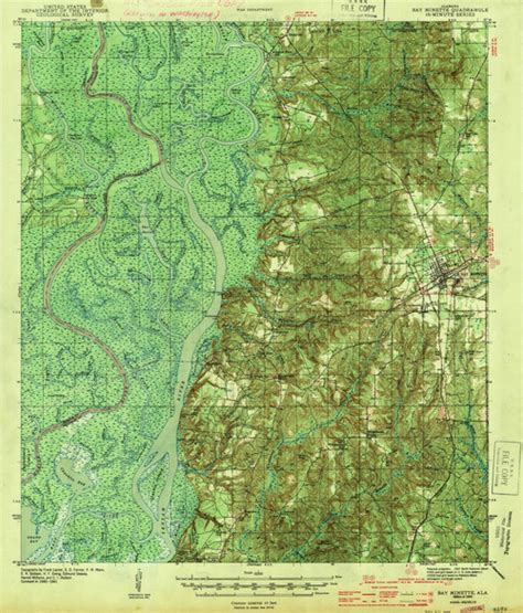 Bay Minette Alabama 1943 1943 Usgs Old Topo Map Reprint 15x15 Al