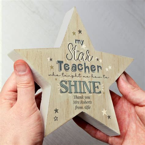 Personalised My Star Teacher Rustic Wooden Star Decoration Love My Ts