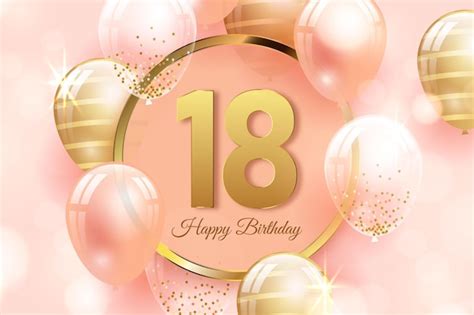 Free Vector Happy 18th Birthday Background With Realistic Balloons