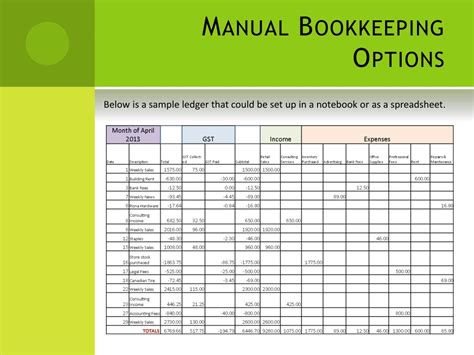 Manual Bookkeeping Template