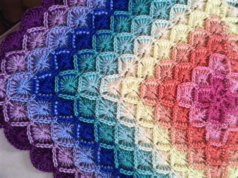 Bavarian Square Hand Crochetd Baby Blanket Rainbow Colors Etsy Baby