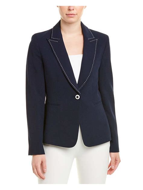Tahari 139 Womens New 0219 Navy Single Button Blazer Wear To Work