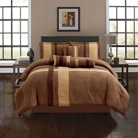 Empire Home Brown And Taupe Cross 7 Piece Solid Suede Soft Comforter Set