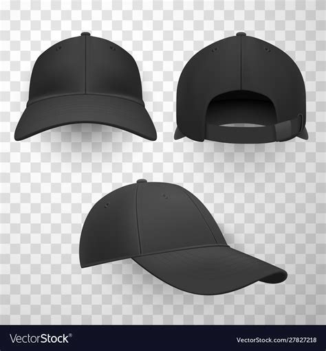 Black Baseball Caps Realistic Royalty Free Vector Image