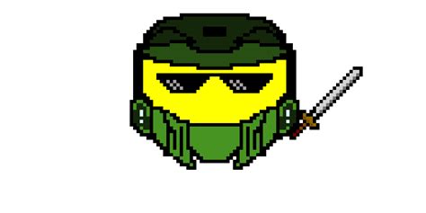 Master Chief With Sword And Mlg Glasses Pixel Art