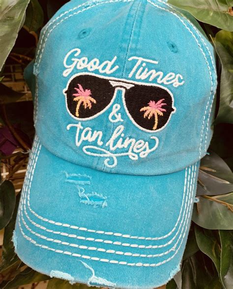 good times and tan lines summer women s trucker hat embroidered teal cap with sunglasses