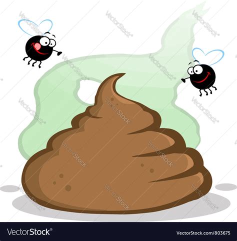Stinky Pile Of Poop With Two Flies Royalty Free Vector Image
