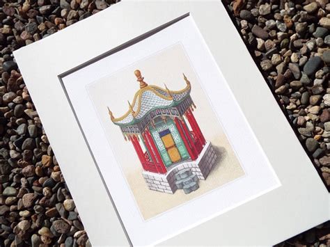 Chinoiserie Pagoda Architectural Drawing 4 By Paperwords11 On Etsy